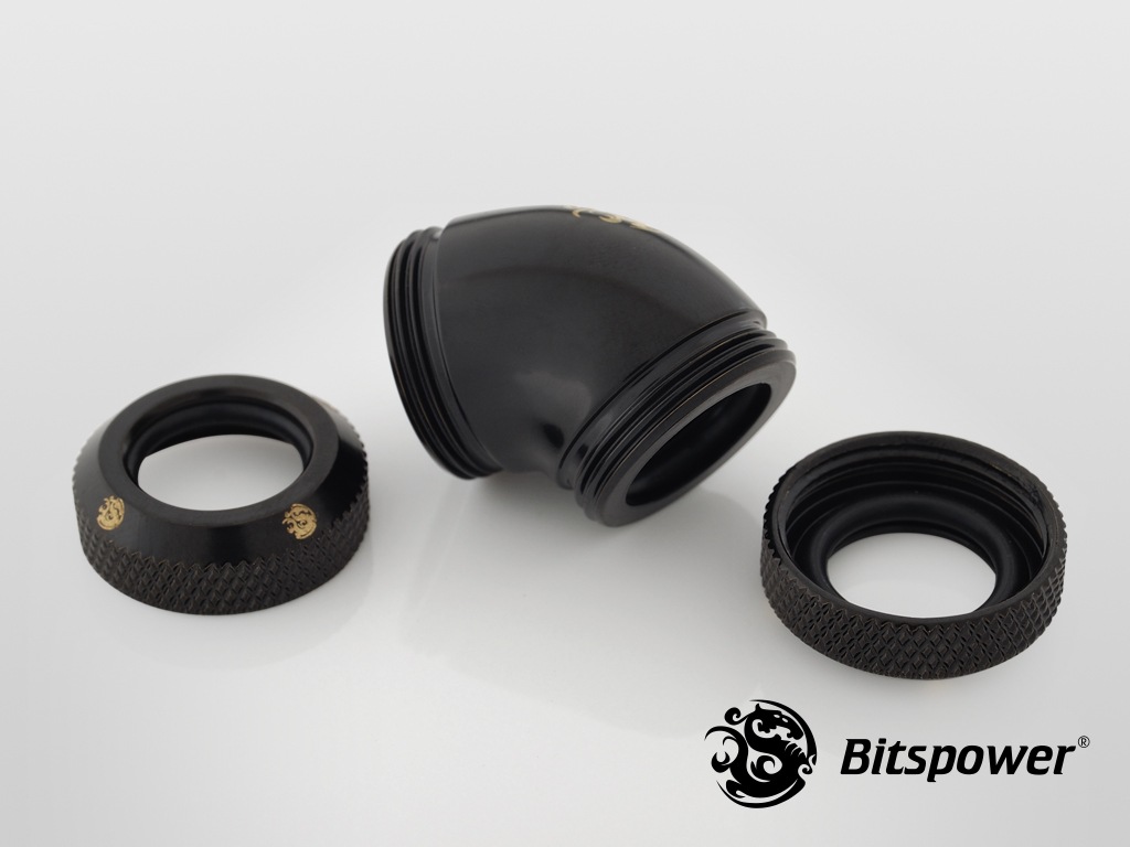Bitspower Matt Black Enhance 45-Degree Dual Multi-Link Adapter For OD 12MM