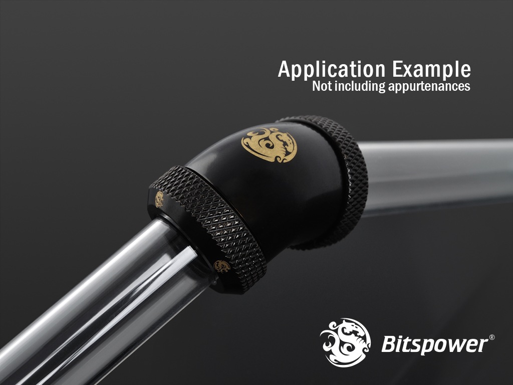 Bitspower Matt Black Enhance 45-Degree Dual Multi-Link Adapter For OD 12MM