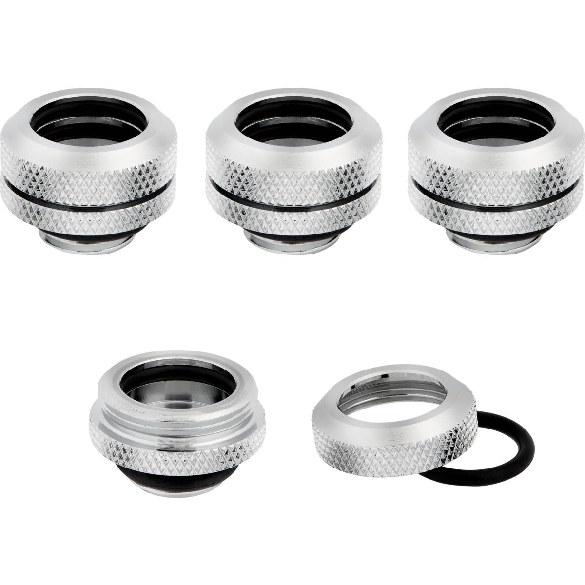 CORSAIR Hydro X Series XF Hardline 14mm OD Fitting Four Pack - Chrome