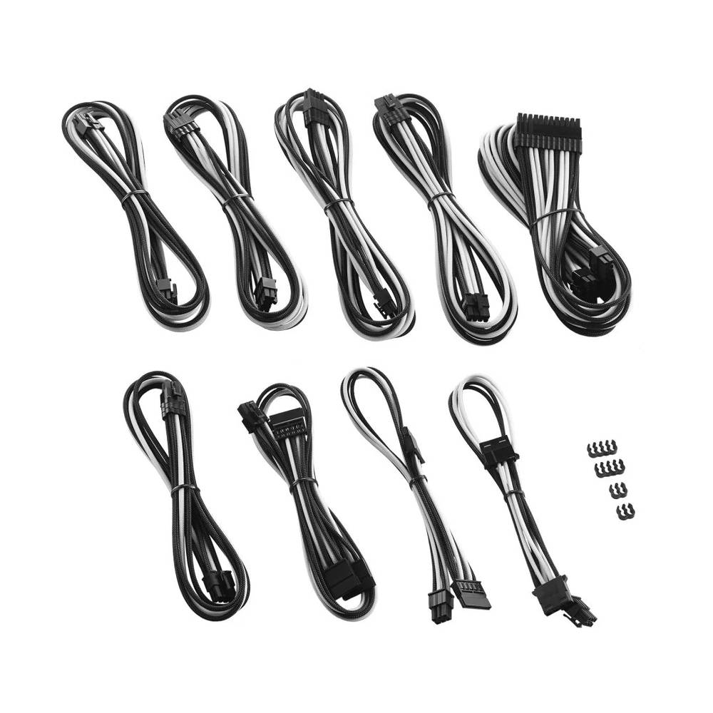 CableMod RT-Series PRO ModMesh Cable Kit for ASUS and Seasonic - BLACK / WHITE (CM-PRTS-FKIT-NKKW-R)