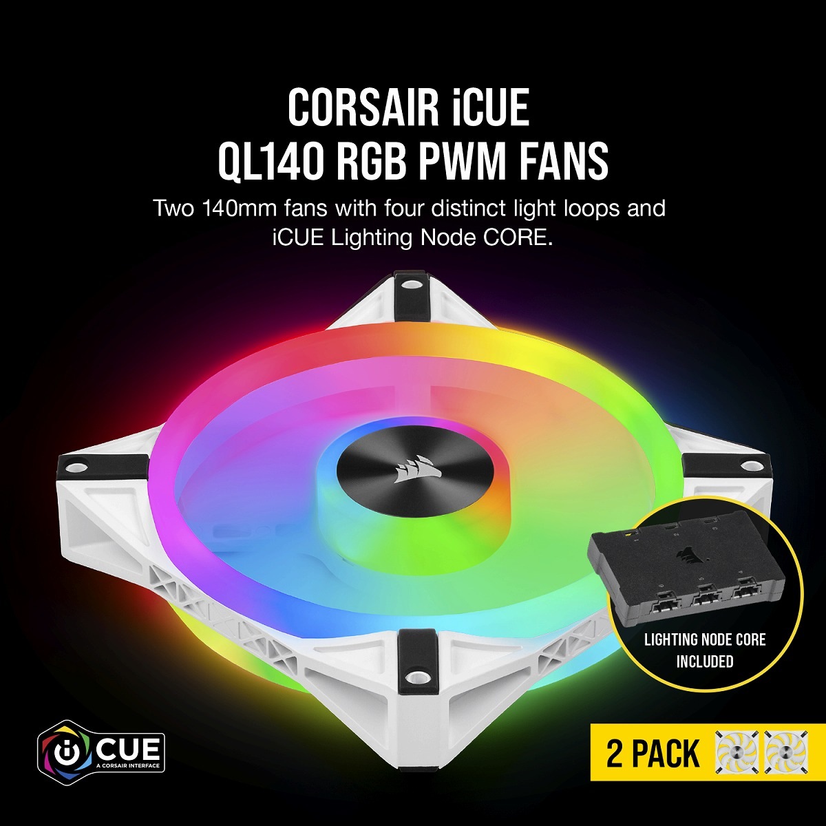 CORSAIR QL140 RGB White 140mm PWM �ǥ奢��ե��󥭥å�