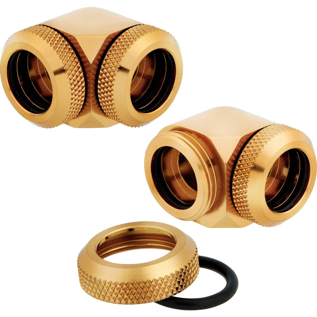 CORSAIR Hydro X Series XF Hardline 90�� 14mm OD Fitting Twin Pack - Gold