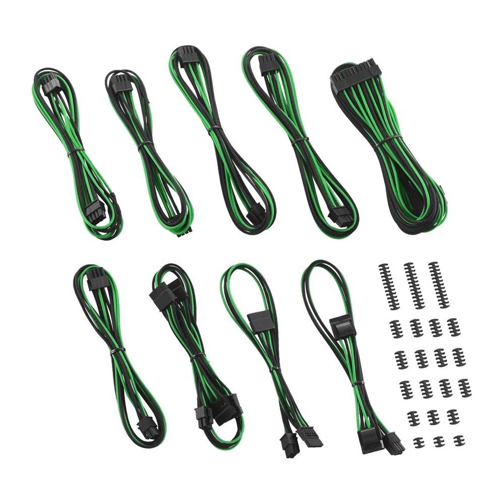 CableMod Classic ModFlex E-Series Cable Kit for EVGA G5 / G3 / G2 / P2 / T2 - BLACK / GREEN (CM-EV2-CKIT-KKG-R)