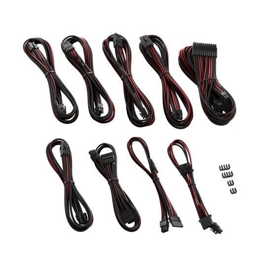CableMod PRO ModMesh C-Series RMi & RMx Cable Kit - CARBON / RED (CM-PCSR-FKIT-NKCR-R)