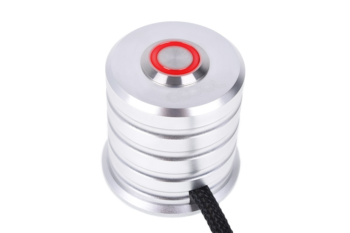 ACool Powerbutton with push-button 19mm red lighting - Chrome