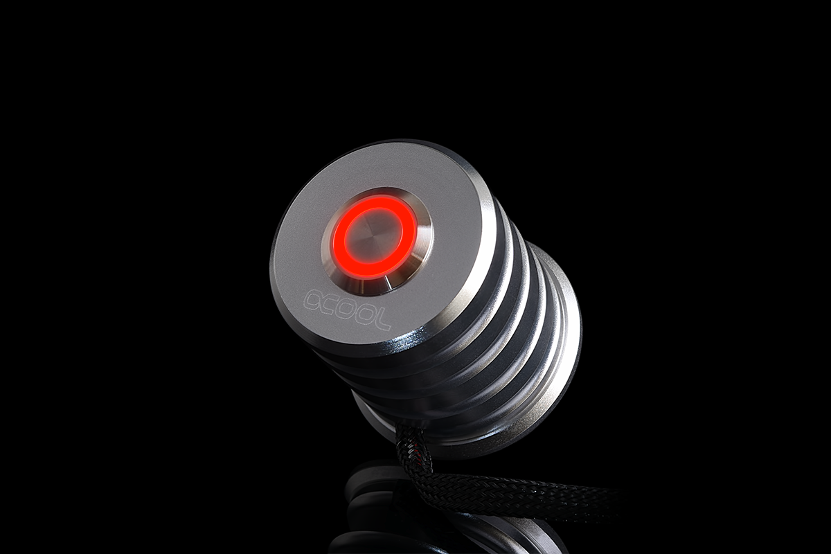 ACool Powerbutton with push-button 19mm red lighting - Chrome