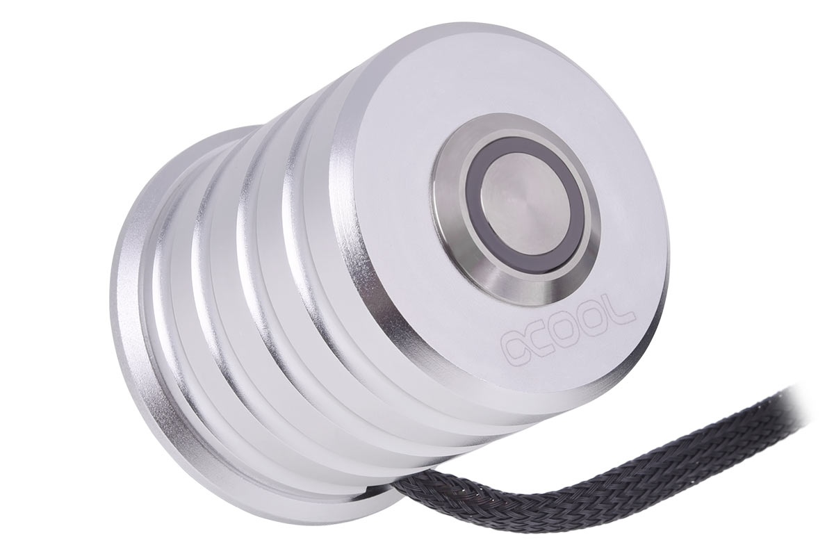 ACool Powerbutton with push-button 19mm red lighting - Chrome