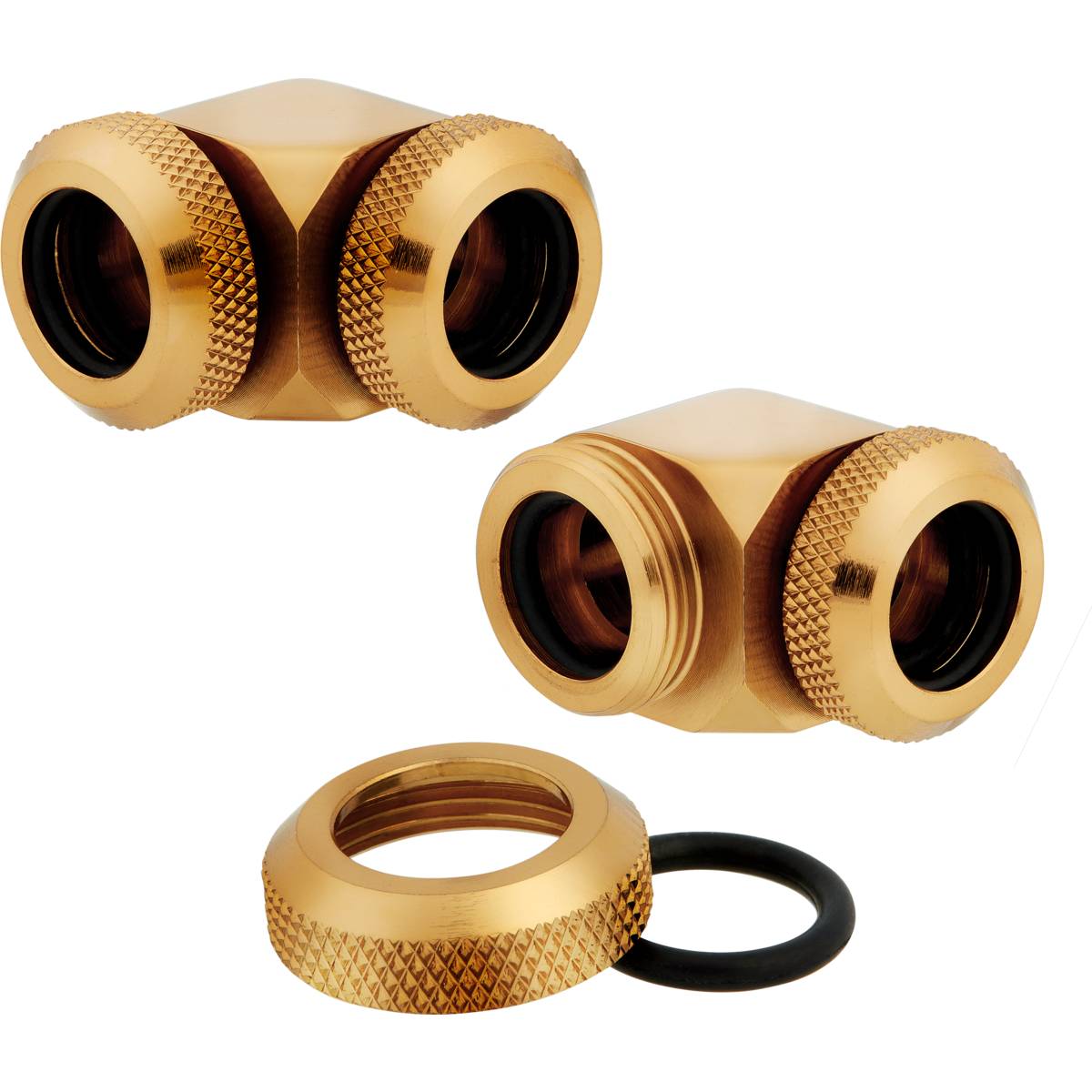 CORSAIR Hydro X Series XF Hardline 90�� 12mm OD Fitting Twin Pack - Gold