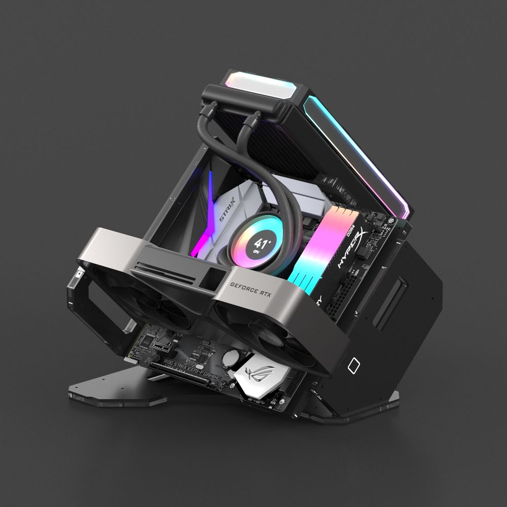 GEEEK Rhino M mATX Open Air Frame Case Black