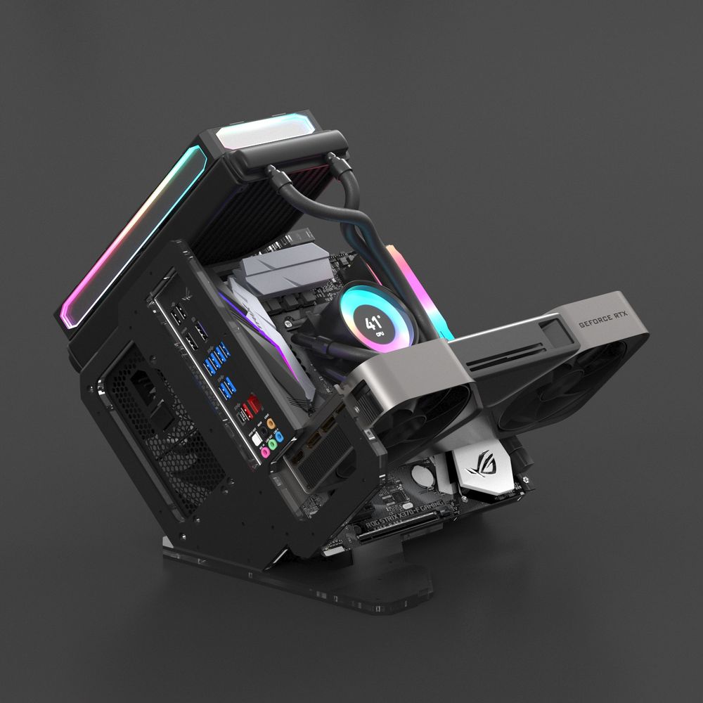 GEEEK Rhino M mATX Open Air Frame Case Black | PCパーツ,PCケース