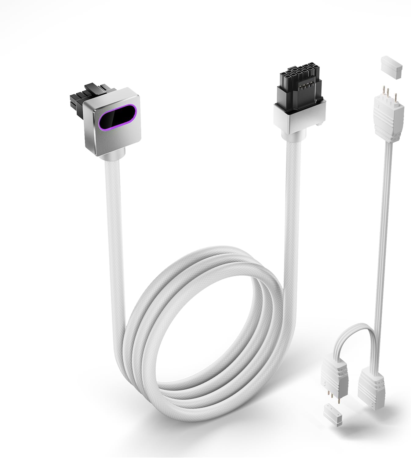 ASIAHORSE Hydrus ARGB PSU Extension Cable 16PIN-GPU Type-B 50CM White