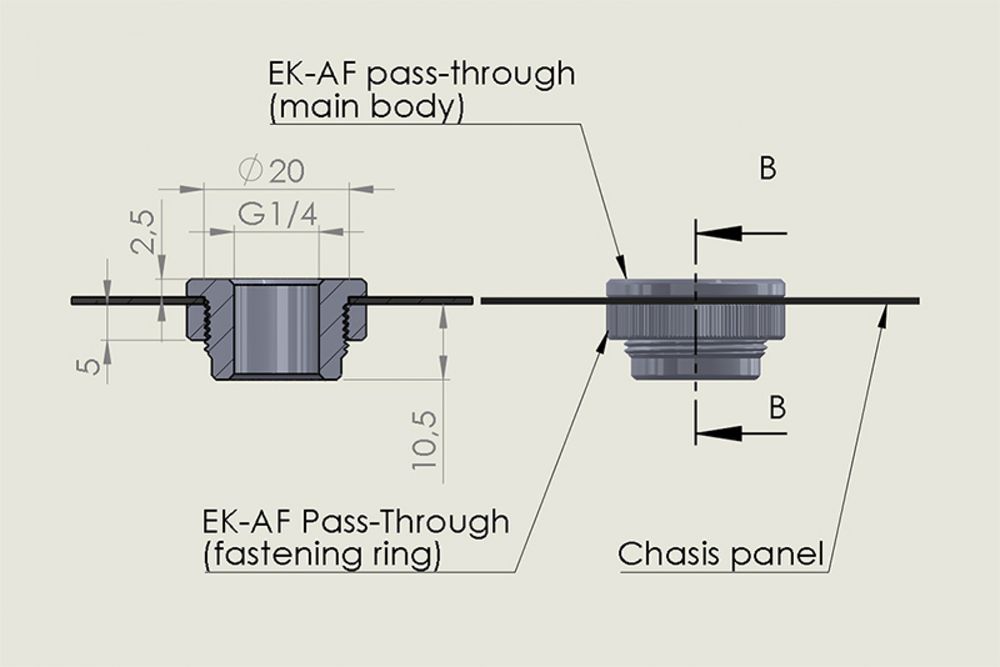 �ڥ����ȥ�å��ò��� EK WaterBlocks EK-AF Pass-Through G1/4 - Black