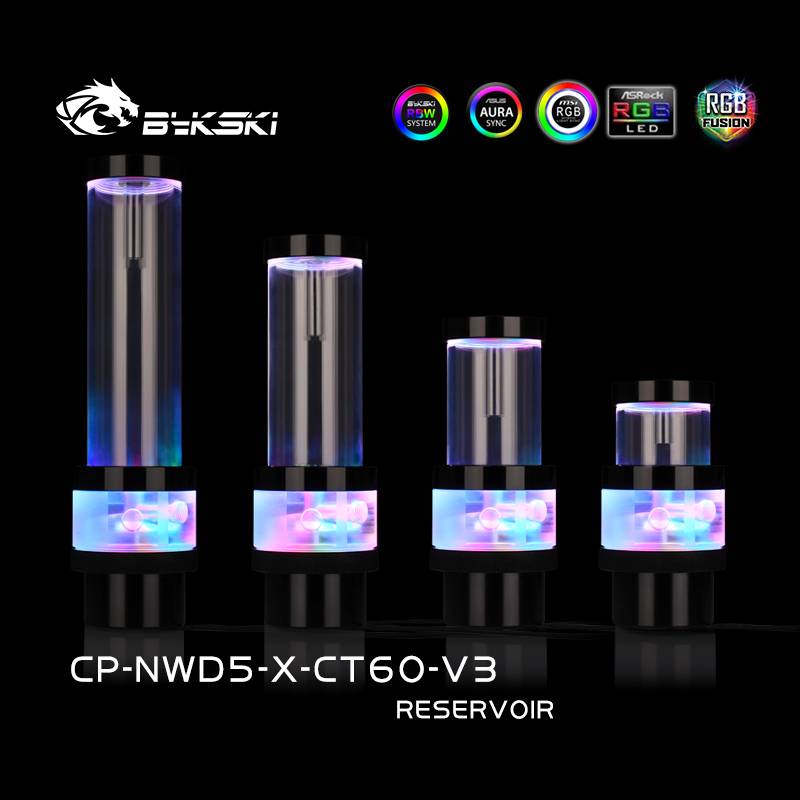 Bykski D5 Pump / 100mm PMMA Reservoir Combo - acrylic w/ 5v Addressable RGB