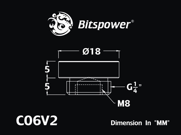Bitspower G1/4" Silver Shining Stop Fitting V2