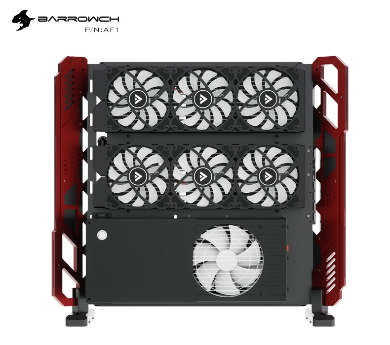 Barrowch Limited edition Open Aluminum alloy water-cooling case AF1 Black+Red