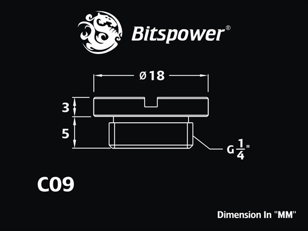 Bitspower G1/4" Silver Shining Low-Profile Stop Fitting