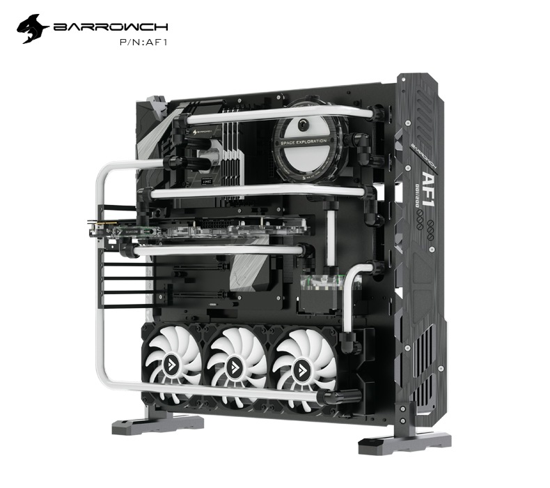 Barrowch Limited edition Open Aluminum alloy water-cooling case AF1 Black+Titanium