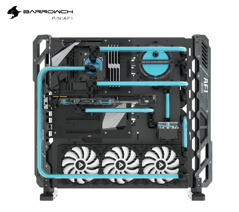 Barrowch Limited edition Open Aluminum alloy water-cooling case AF1 Black+Titanium
