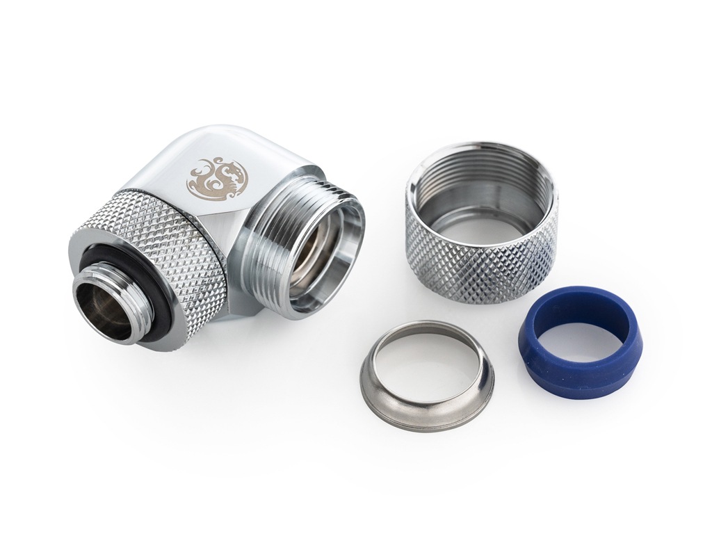 Bitspower Bitspower Silver Shining Advanced Rotary G1/4" 90-Degree Multi-Link Adapter For OD 14MM