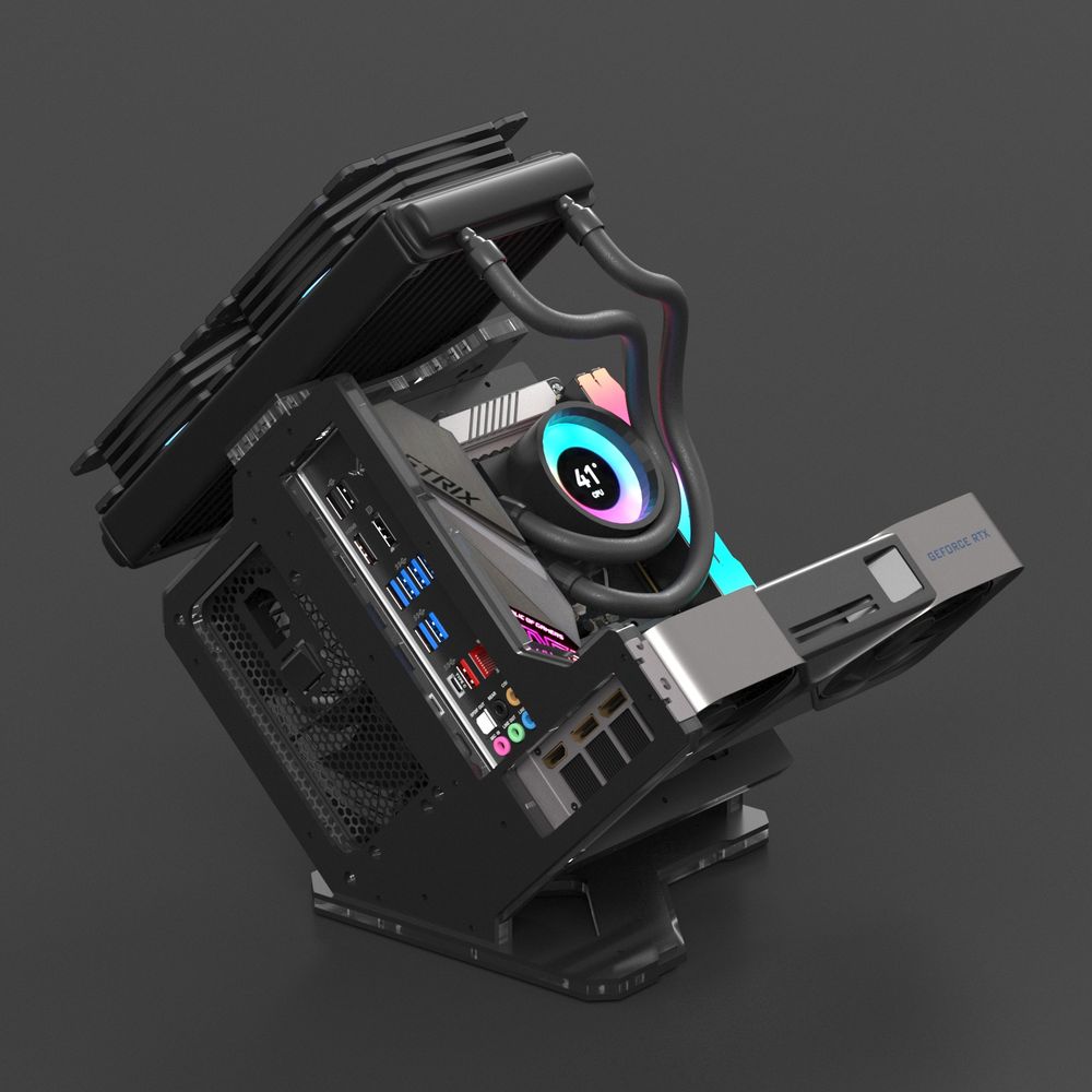 GEEEK Rhino S Mini ITX Open Air Frame Case Black | PCパーツ,PC