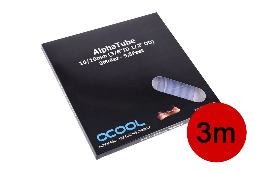 ACool hose AlphaTube HF 16/10 (3/8"ID) - Clear 3m (9.8ft) Retailbox 300cm