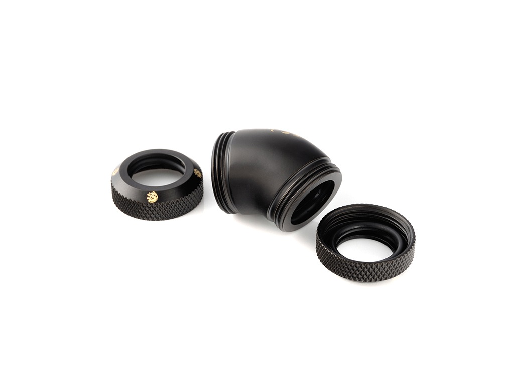 �ڥ����ȥ�å��ò��� Bitspower Carbon Black Enhance 45-Degree Dual Multi-Link Adapter For OD 12MM
