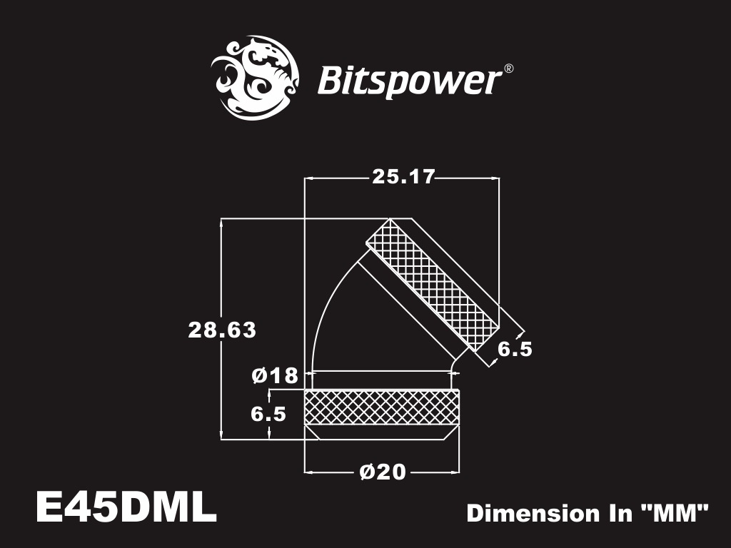 �ڥ����ȥ�å��ò��� Bitspower Carbon Black Enhance 45-Degree Dual Multi-Link Adapter For OD 12MM