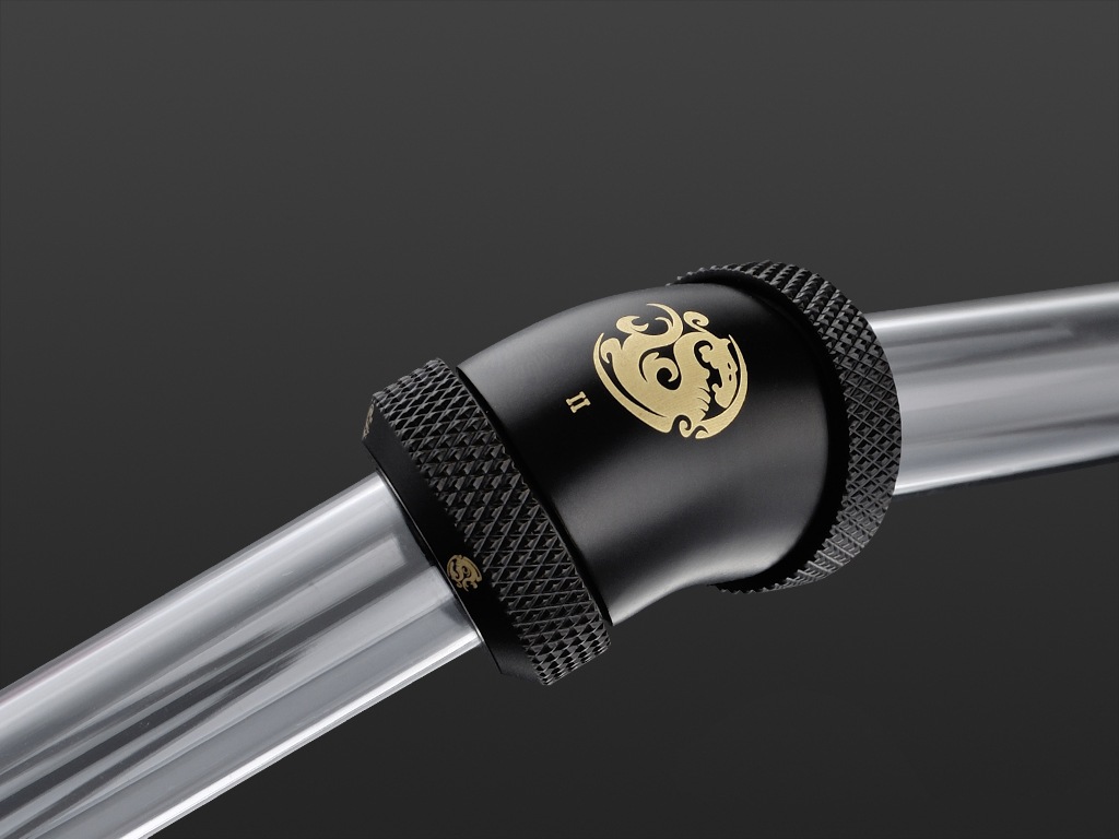 �ڥ����ȥ�å��ò��� Bitspower Carbon Black Enhance 45-Degree Dual Multi-Link Adapter For OD 12MM