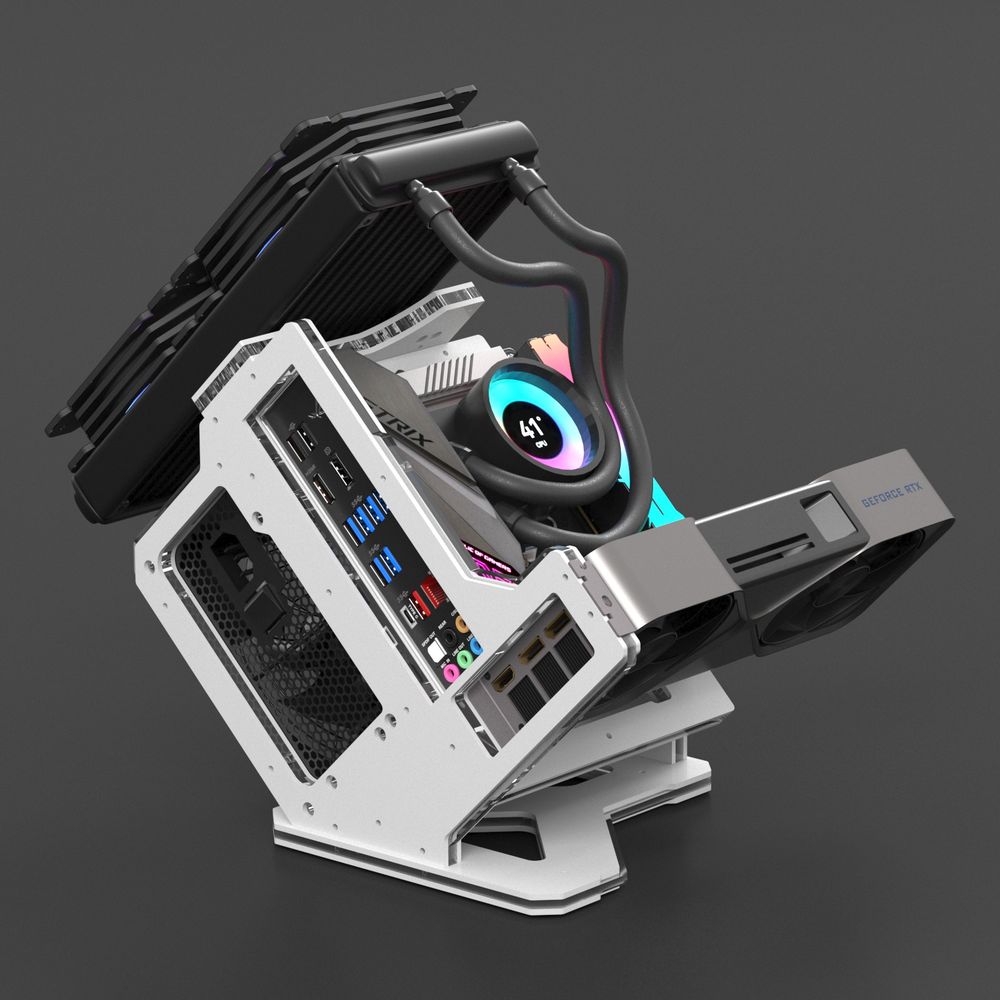 GEEEK Rhino S Mini ITX Open Air Frame Case White | PCパーツ,PC