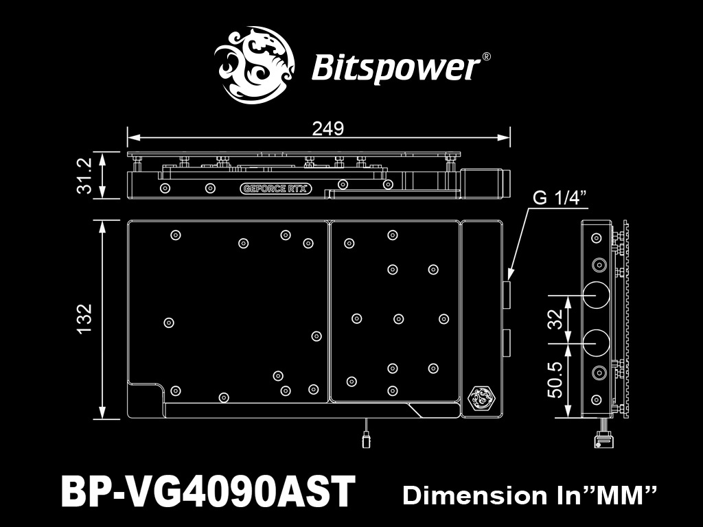 Bitspower Orion VGA Water Block for ASUS ROG Strix and TUF Gaming GeForce RTX 4090 series