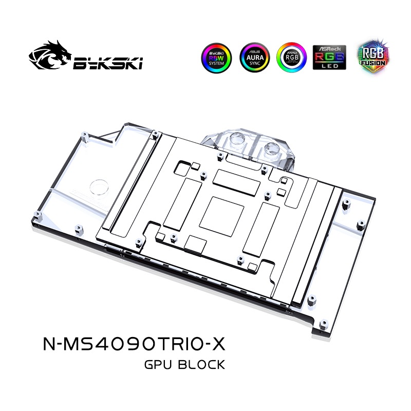 Bykski N-MS4090TRIO-X GPU BLOCK MSI RTX 4090 Gaming X Trio