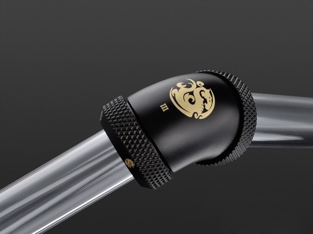 �ڥ����ȥ�å��ò��� Bitspower Carbon Black Enhance 60-Degree Dual Multi-Link Adapter For OD 12MM