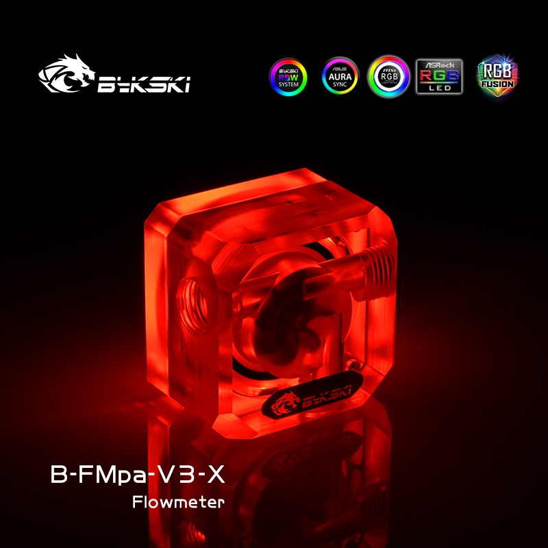 Bykski B-FMpa-V3-X DIY set transparent acrylic luminous water flow meter