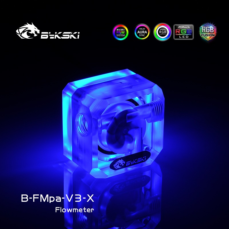 Bykski B-FMpa-V3-X DIY set transparent acrylic luminous water flow meter