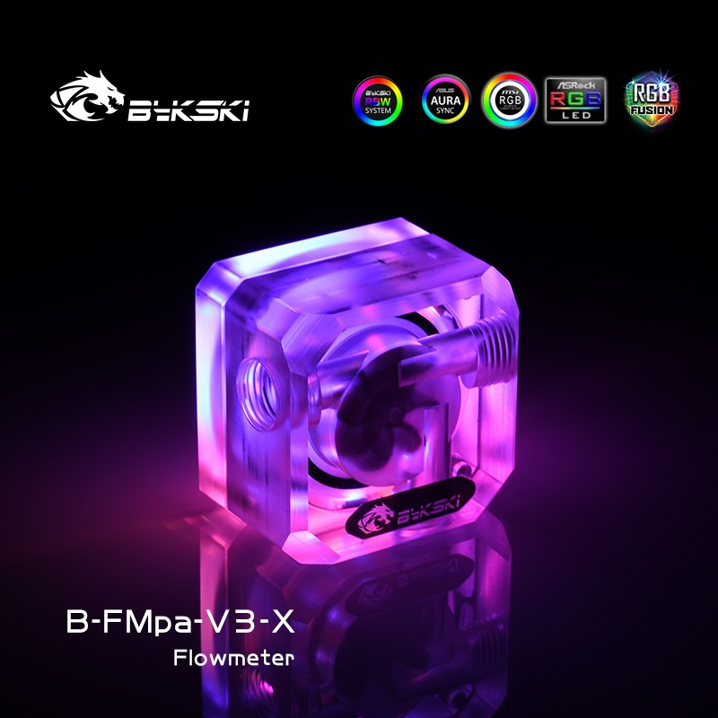 Bykski B-FMpa-V3-X DIY set transparent acrylic luminous water flow meter