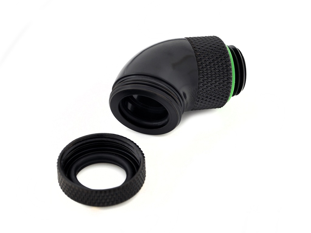 �ڥ����ȥ�å��ò��� Bitspower Carbon Black Enhance Rotary G1/4" 60-Degree Multi-Link Adapter For OD 12MM