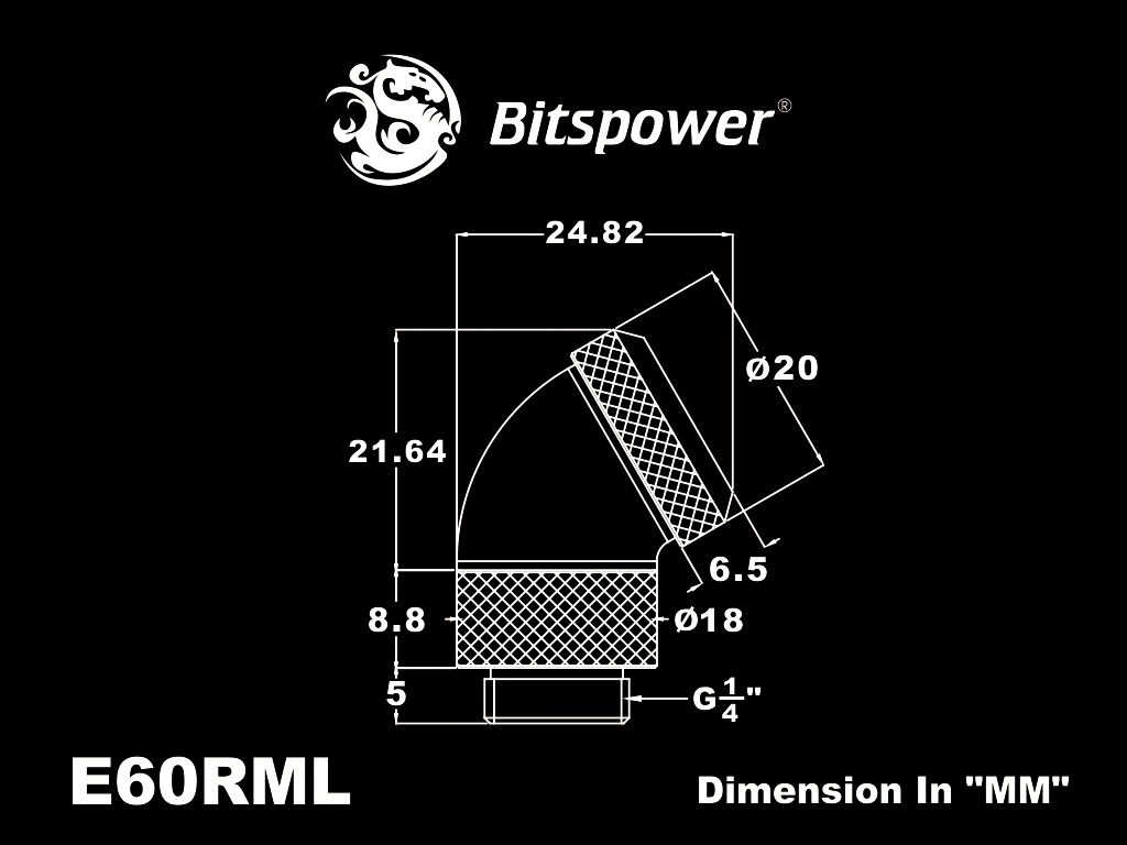 �ڥ����ȥ�å��ò��� Bitspower Carbon Black Enhance Rotary G1/4" 60-Degree Multi-Link Adapter For OD 12MM