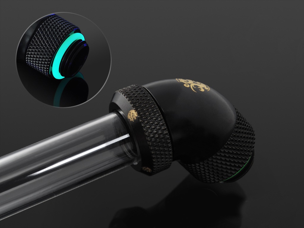 �ڥ����ȥ�å��ò��� Bitspower Carbon Black Enhance Rotary G1/4" 60-Degree Multi-Link Adapter For OD 12MM