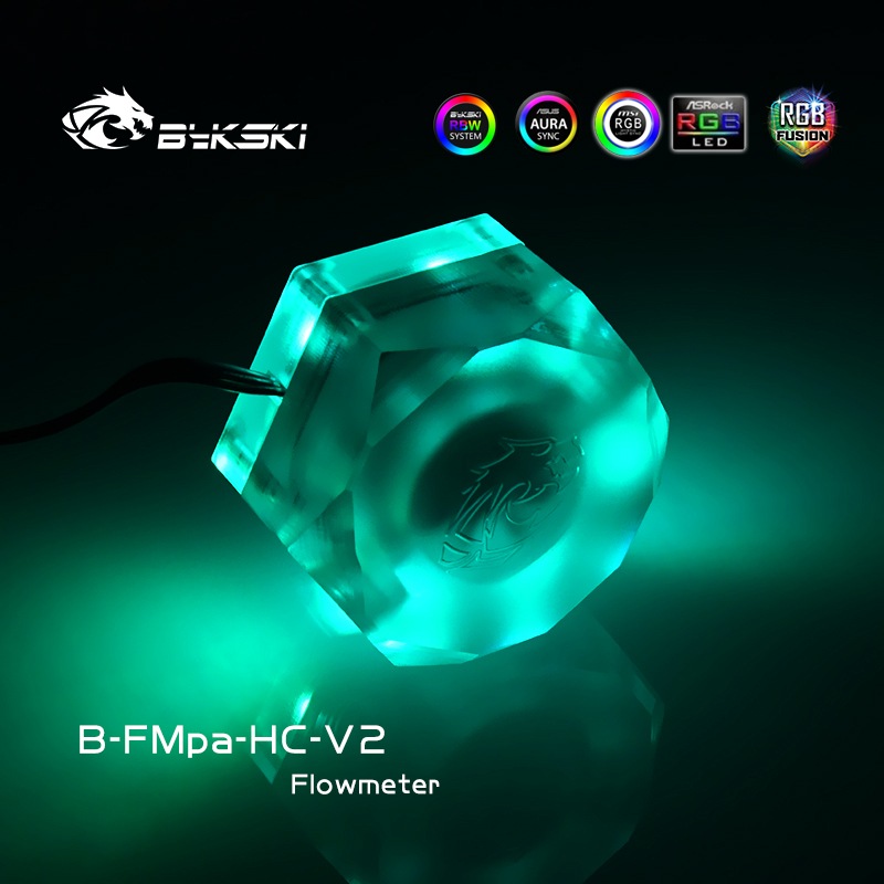 Bykski B-FMpa-HC-V2 Boutique Hexagonal transparent acrylic flow meter