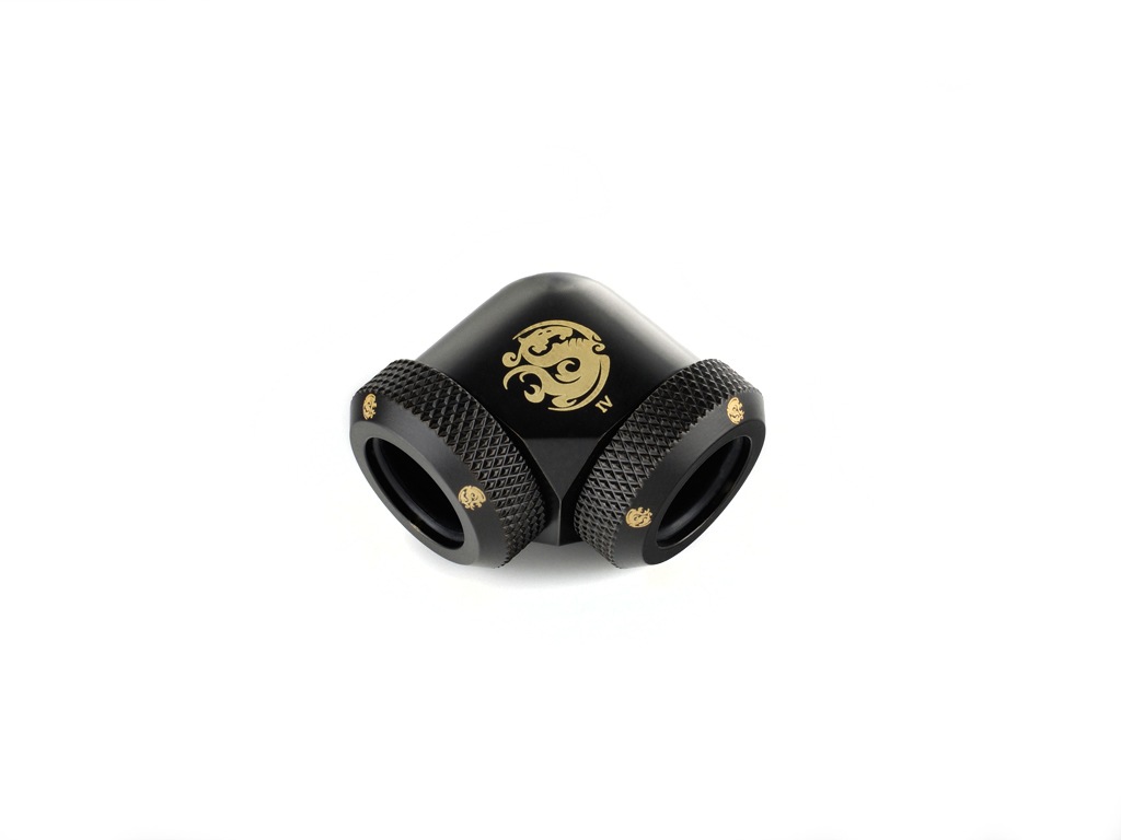 �ڥ����ȥ�å��ò��� Bitspower Carbon Black Enhance 90-Degree Dual Multi-Link Adapter For OD 12MM