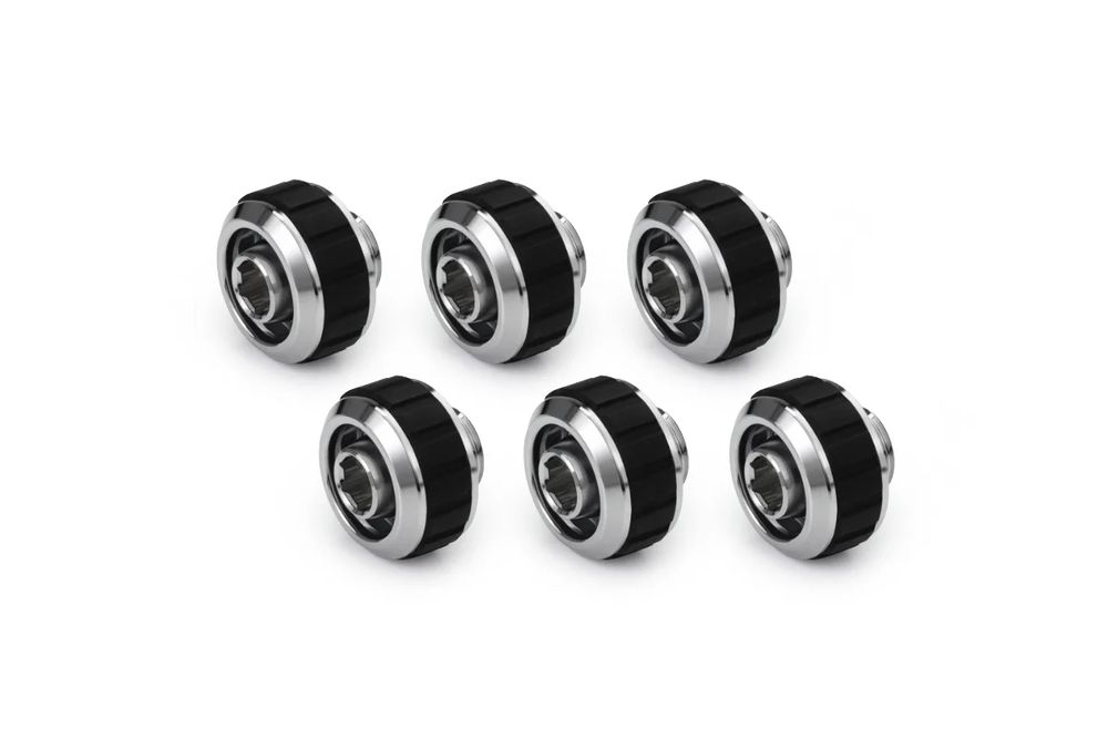 ACool Apex Grip SoftTube fitting 16/10mm G1/4 chrome Set 6 pcs