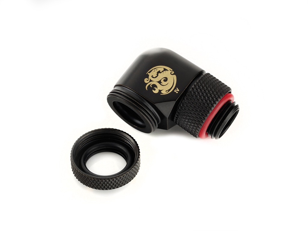 �ڥ����ȥ�å��ò��� Bitspower Carbon Black Enhance Rotary G1/4" 90-Degree Multi-Link Adapter For OD 12MM