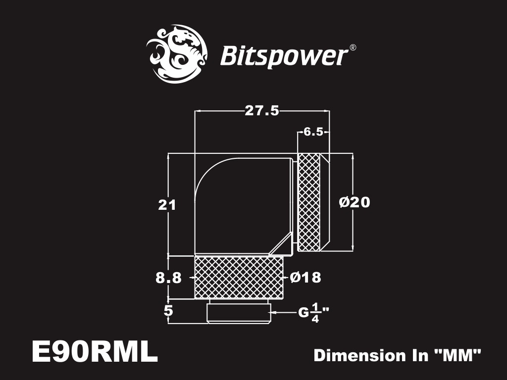 �ڥ����ȥ�å��ò��� Bitspower Carbon Black Enhance Rotary G1/4" 90-Degree Multi-Link Adapter For OD 12MM