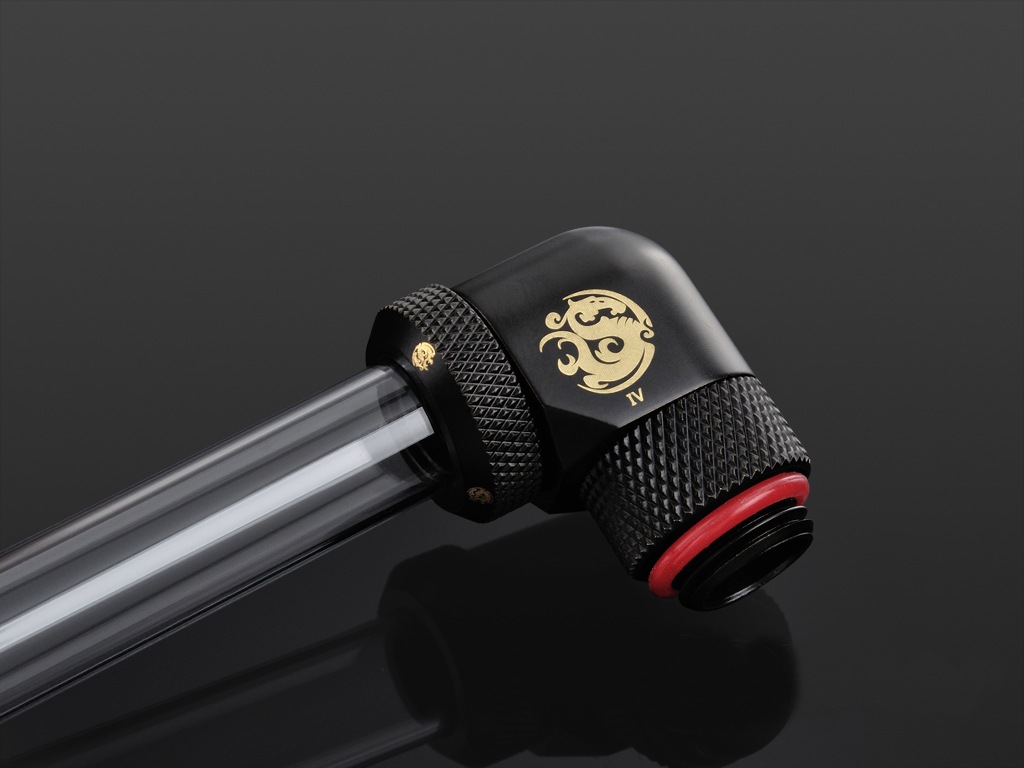 �ڥ����ȥ�å��ò��� Bitspower Carbon Black Enhance Rotary G1/4" 90-Degree Multi-Link Adapter For OD 12MM