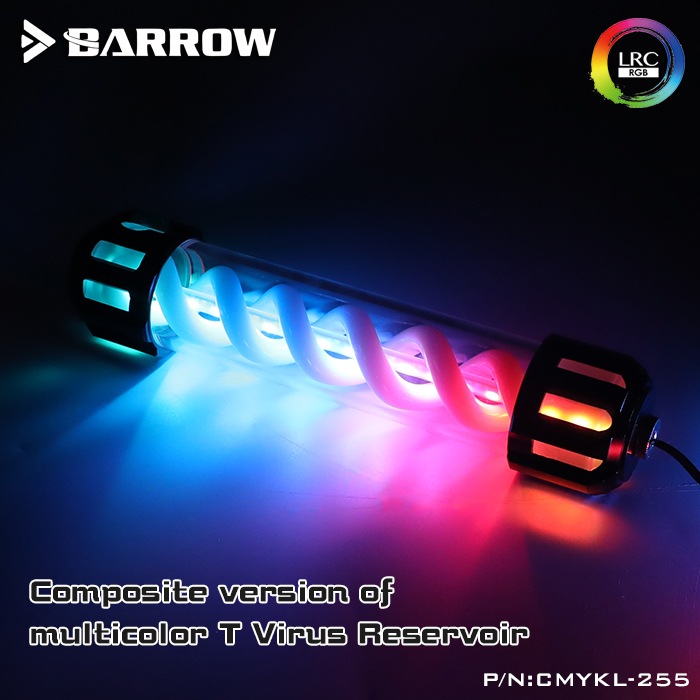 Barrow Composite version of multicolor T Virus Reservoir 255MM Blue spiral + classic black top cover w/LED