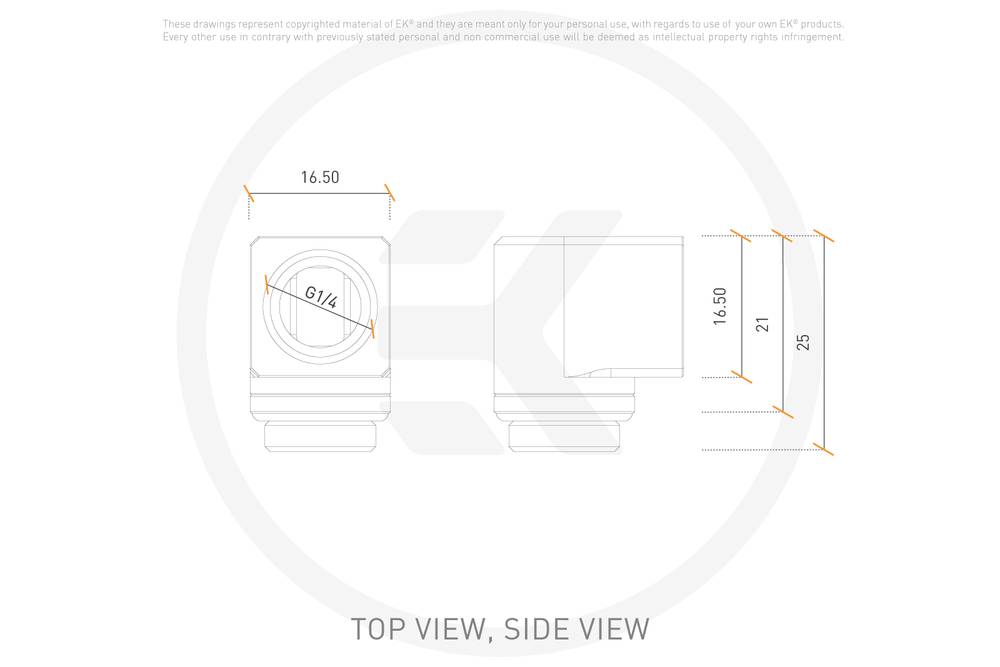 EK WaterBlocks EK-Quantum Torque Micro Rotary 90 - Satin Titanium