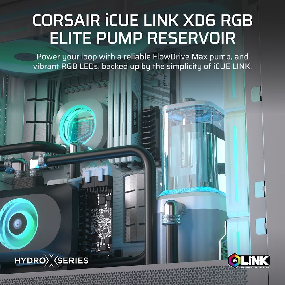CORSAIR iCUE LINK XD6 RGB ELITE Pump/Reservoir Combo - White