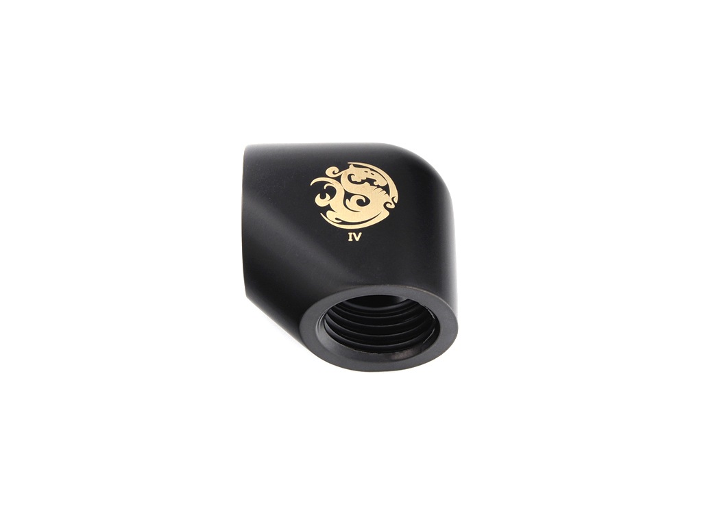 �ڥ����ȥ�å��ò��� Bitspower Carbon Black 90-Degree With Dual Inner G1/4" Extender