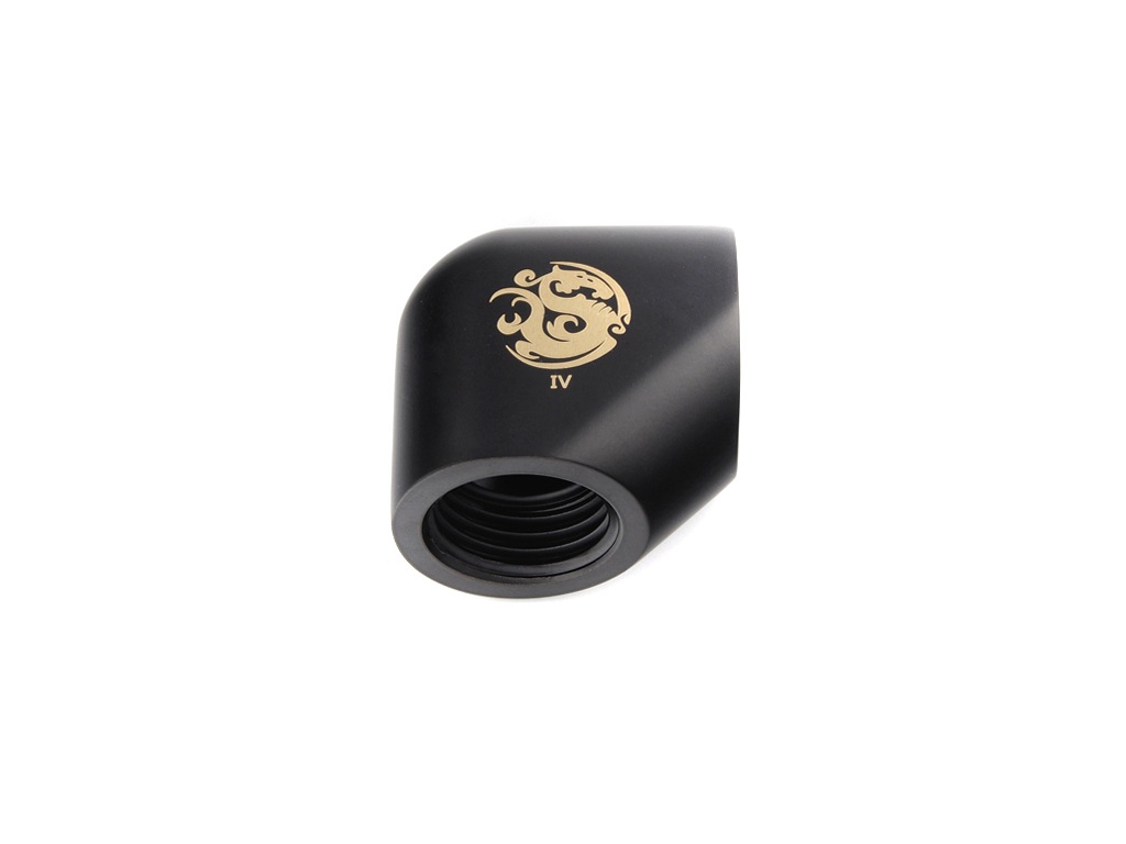 �ڥ����ȥ�å��ò��� Bitspower Carbon Black 90-Degree With Dual Inner G1/4" Extender