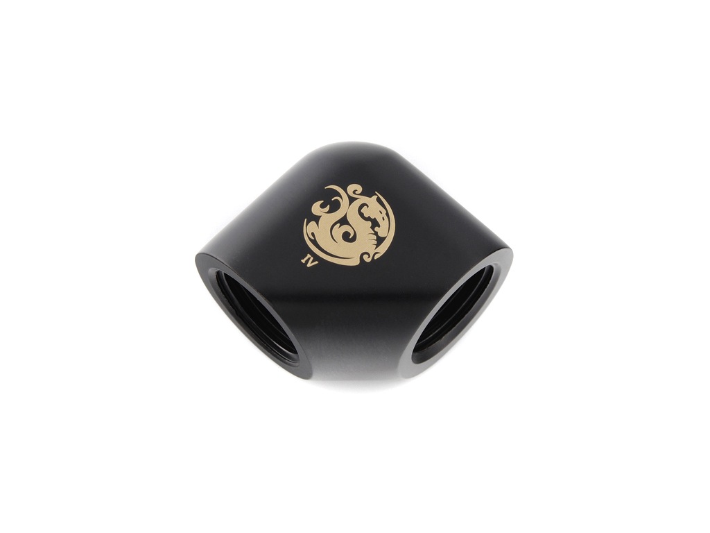 �ڥ����ȥ�å��ò��� Bitspower Carbon Black 90-Degree With Dual Inner G1/4" Extender